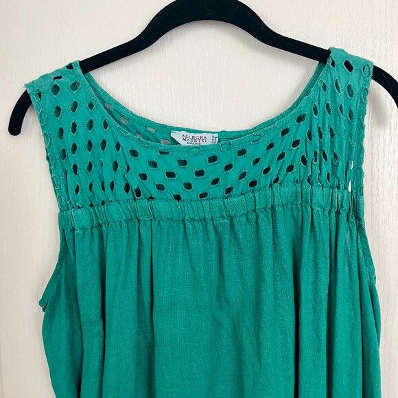 Allegra Masetti Firenze Sleeveless 100% Linen Dress with Eyelet Detail - Picture 3 of 13